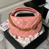Chanel AP4058 Pouch with Chains Knot in Shiny Calfskin Pink