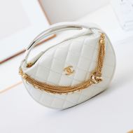 Chanel AP4058 Pouch with Chains Knot in Shiny Calfskin White
