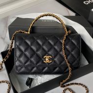 Chanel AP4062 Wallet with Braided Handle in Grained Calfskin Black