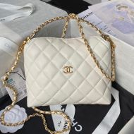 Chanel AP4066 Clutch with Braided Handle in Grained Calfskin White
