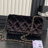 Chanel AP4159 Clutch with Chain Strap in Velvet Black
