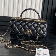 Chanel AP4184 Clutch with Chain Strap in Lambskin Black