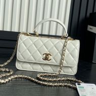 Chanel AP4184 Clutch with Chain Strap in Lambskin White