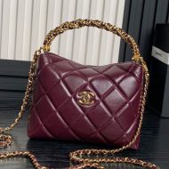 Chanel AP4189 Clutch with Twist Braided Handle in Shiny Lambskin Burgundy