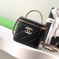 Chanel AP4205 Clutch with Strass Handle in Lambskin Black