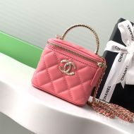 Chanel AP4205 Clutch with Strass Handle in Lambskin Pink