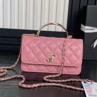 Chanel AP4293 Clutch with Spiral Strass Handle in Lambskin Pink