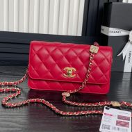 Chanel AP4300 Clutch with Embossed Strass Chain in Lambskin Red