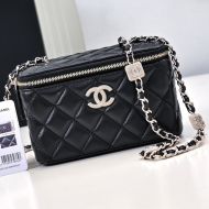 Chanel AP4301 Cosmetic Bag with Embossed Strass Chain in Lambskin Black