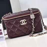 Chanel AP4301 Cosmetic Bag with Embossed Strass Chain in Lambskin Burgundy