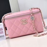 Chanel AP4301 Cosmetic Bag with Embossed Strass Chain in Lambskin Pink
