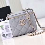 Chanel AP4302 Mini Cosmetic Bag with Embossed Strass Chain in Lambskin Grey