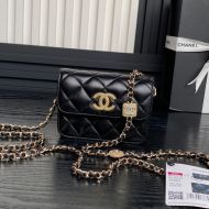 Chanel AP4315 Clutch with Embossed Strass Chain in Lambskin Black