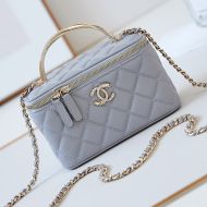 Chanel AP4317 Cosmetic Bag with Strass Handle in Lambskin Light Blue