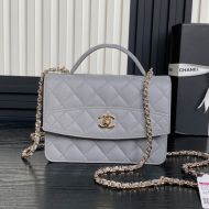 Chanel AP4406 Backpack with Chain Strap in Grained Calfskin Grey