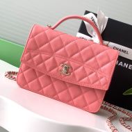 Chanel AP4406 Backpack with Chain Strap in Grained Calfskin Pink