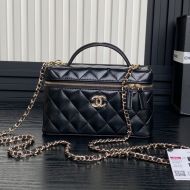 Chanel AP4414 Long Vanity with Strass Logo in Lambskin Black