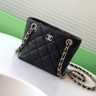 Chanel AP4422 Classic Clutch with Woven Chain Strap in Grained Calfskin Black