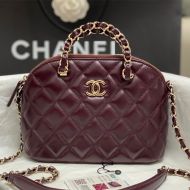 Chanel AP5130 Shopping Bag with Chain Strap in Shiny Lambskin Burgundy