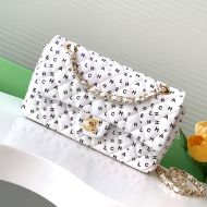 Chanel AS1112 Flap Crossbody Bag with Chain Strap in Letter Leather White