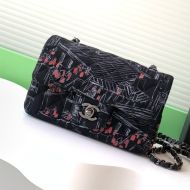 Chanel AS1116 Flap Shoulder Bag with Chain Strap in Woolen Canvas Black