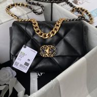 Chanel AS1160 19 Handbag with Woven Logo in Lambskin Black/Gold