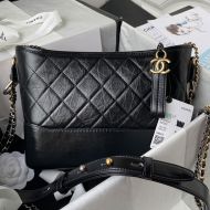 Chanel AS1521 Hobo Shoulder Bag with Two-color Chain Strap in Calfskin Black