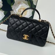 Chanel AS2431 Flap Handbag with Chain in Texture Calfskin Black