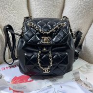 Chanel AS2908 Small Duma Backpack with Woven Chain Strap in Calfskin Black