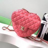 Chanel AS3191 Love Heart Shoulder Bag with Chain Strap in Lambskin Pink