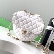 Chanel AS3191 Love Heart Shoulder Bag with Chain Strap in Lambskin White