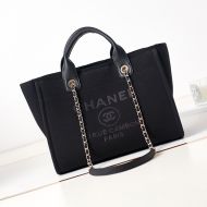 Chanel AS3257 Small Shopping Bag with Chain Strap in Canvas Black