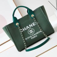 Chanel AS3257 Small Shopping Bag with Chain Strap in Canvas Green