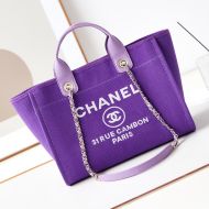 Chanel AS3257 Small Shopping Bag with Chain Strap in Canvas Purple