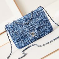 Chanel AS3269 Flap Shoulder Bag with Chain Strap in Sequins Blue