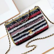 Chanel AS3269 Flap Shoulder Bag with Chain Strap in Sequins Multicolor/Gold