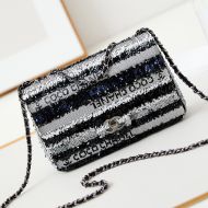 Chanel AS3269 Flap Shoulder Bag with Chain Strap in Sequins Multicolor/Silver