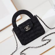 Chanel AS3435 Mini Kelly Shopping Bag with Chain in Denim Black