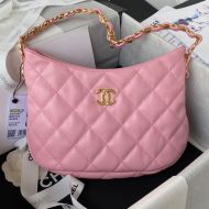 Chanel AS3562 Small Hobo Bag with Chunky Chain Strap in Lambskin Pink