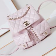 Chanel AS3860 Backpack with Logo Pockets in Grained Calfskin Pink