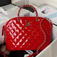 Chanel AS3969 Large Shopping Bag with Chain Strap Handle in Patent Leather Red