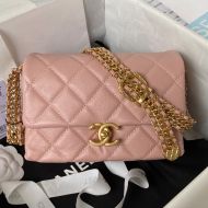 Chanel AS3984 Armpit Bag with Braided Adjustable Chain in Calfskin Pink