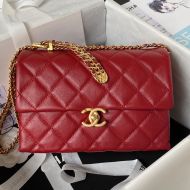Chanel AS3994 Armpit Bag with Braided Adjustable Chain in Calfskin Red