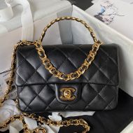 Chanel AS4023 Mini Flap Handbag with Chain Strap in Lambskin Black