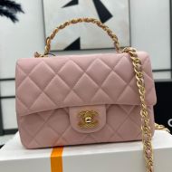 Chanel AS4023 Mini Flap Handbag with Chain Strap in Lambskin Pink