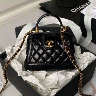 Chanel AS4109 Mini Doctor Bag with Chain in Shiny Lambskin Black