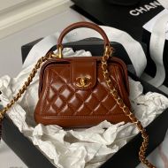 Chanel AS4109 Mini Doctor Bag with Chain in Shiny Lambskin Brown