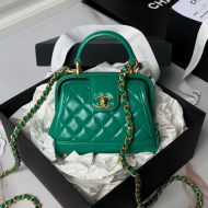 Chanel AS4109 Mini Doctor Bag with Chain in Shiny Lambskin Green