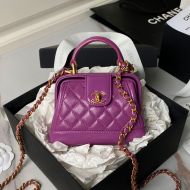 Chanel AS4109 Mini Doctor Bag with Chain in Shiny Lambskin Purple