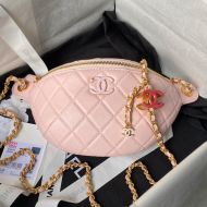 Chanel AS4113 Waist Bag with Enamel CC Logo in Lambskin Pink